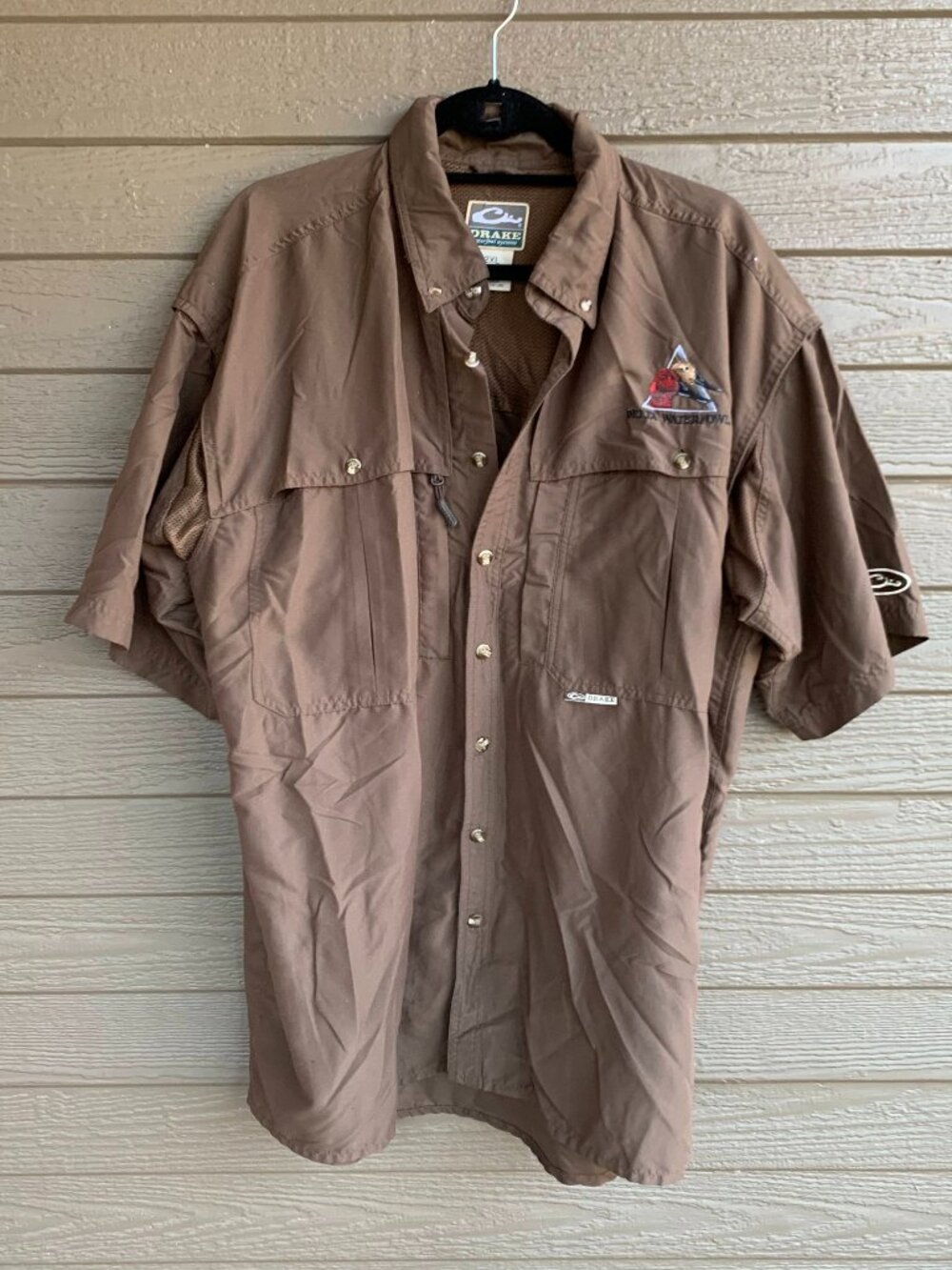 [Drake Delta Waterfowl] Brown Short Sleeve Fishing Shirt 2XL